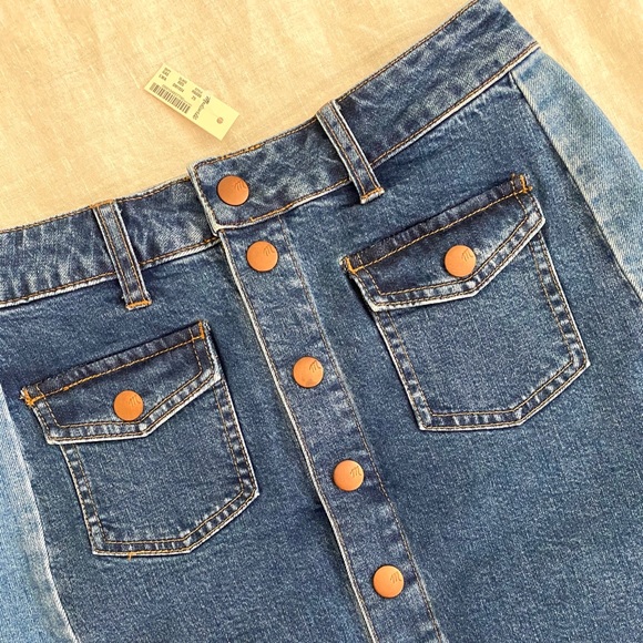 Madewell | Color Block A-Line Denim Skirt - Picture 3 of 5
